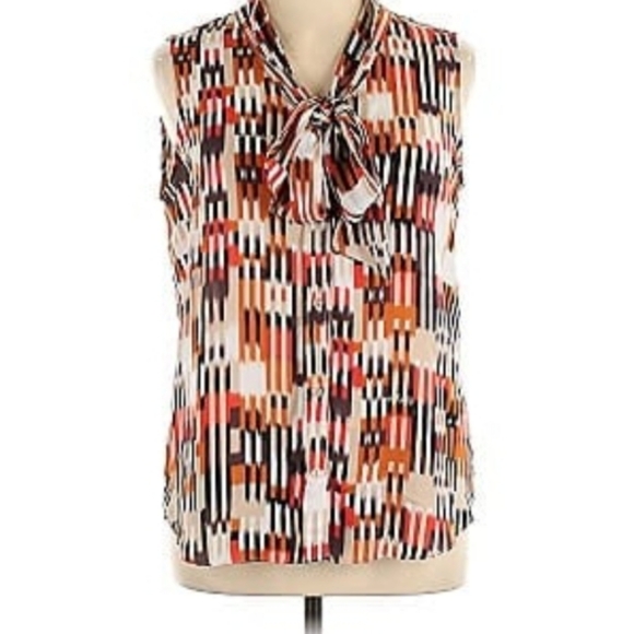 New Directions Sleeveless Blouse with Tie Neck - Picture 1 of 10